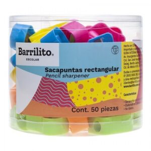 Sacapuntas Plástico Curvo Barrilito  Bote Con 80 Piezas